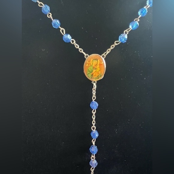 Religious Rosary, blue acrylic beads - Picture 8 of 8